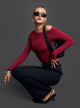 Spiller Off The Shoulder Top Burgundy