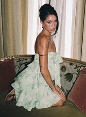 Kalari Strapless Layered Mini Dress Soft Green