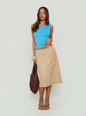 Raygan Faux Suede Midi Skirt Camel
