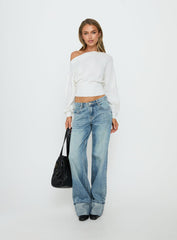 Lalola Asymmetrical Knit Jumper White