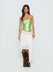Mistyque Strapless Metallic Top Lime