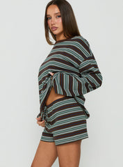 Settle Down Shorts Brown Stripe
