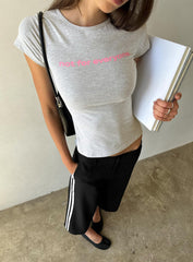 Not For Everyone Graphic Baby Tee Grey Marle / Pink