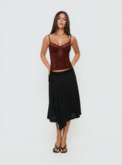 Rhiara Lace Trim Top Dark Terracotta