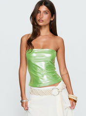 Mistyque Strapless Metallic Top Lime
