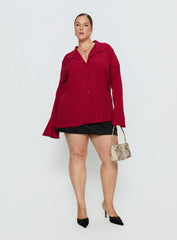 Beatris Long Sleeve Top Red Curve